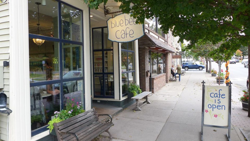 Blue Bee Cafe storefront on Main Street.